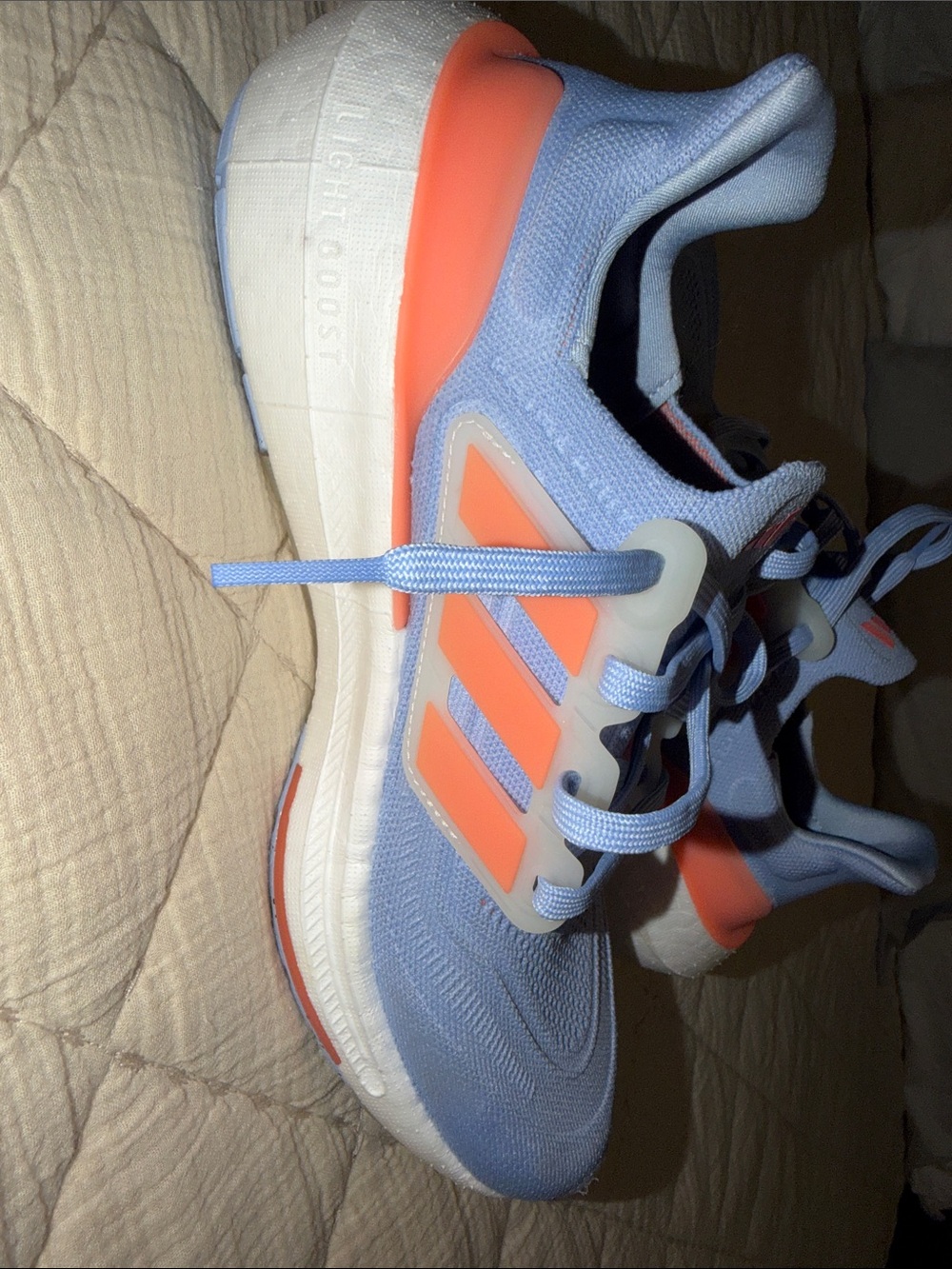 adidas Women’s Light Blue Athletic Shoes with Coral Accents